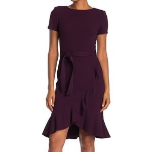 Calvin Klein Belted Ruffle Hem Dress
